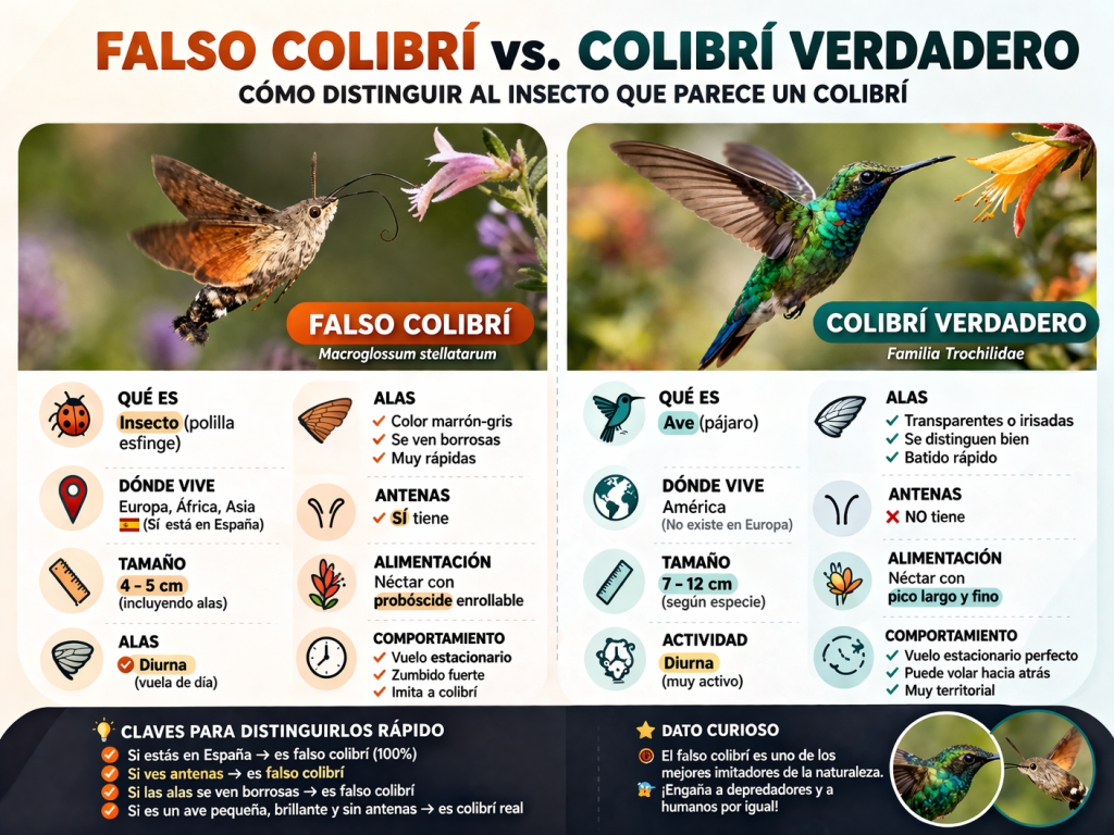 Falso Colibrí y Colibrí Verdadero